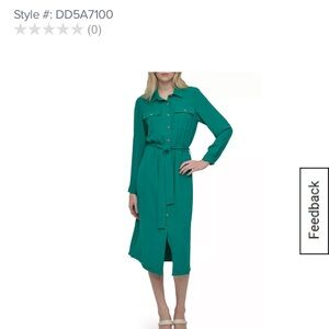 DKNY Long Sleeve Collared Button Front Shirtdress